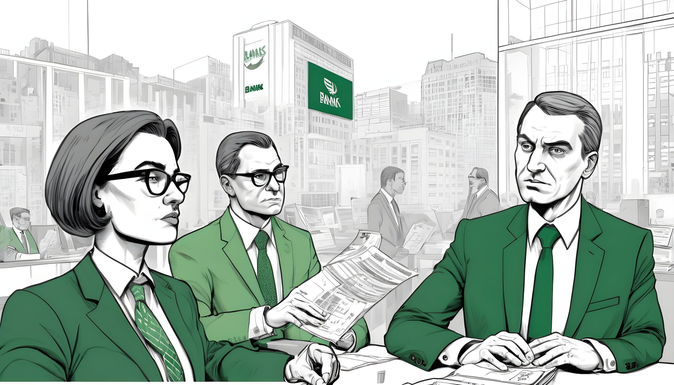 O-imagine-cu-cl-direa-exterioar–unei-companii–reprezentat–de-o-cl-dire–nalt—cu-diferite-surse-de-finan-are-care-o-sus-in–banks–finance–fonduri-private-equity–in-the-colors-white–gray–green